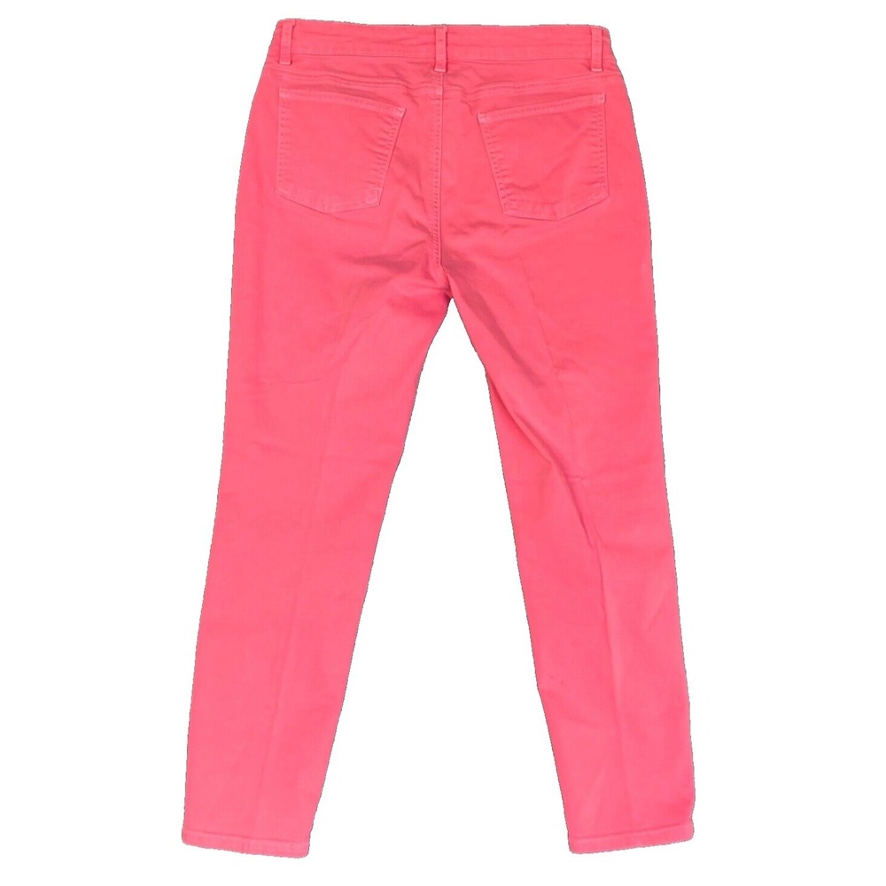 Eileen Fisher Organic Cotton Tapered Coral Denim Pants Jeans Womens 8 32x27 $178